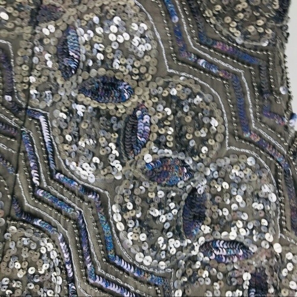 SCALA Sequin Beaded Embellished Chain Metallic Strapless Cocktail Prom Dress 0 - Picture 10 of 10